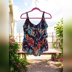 St. Tropez Pink and Black Asymmetrical Tankini